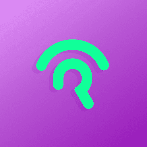 Stylized green Wi-Fi symbol on a purple gradient background.